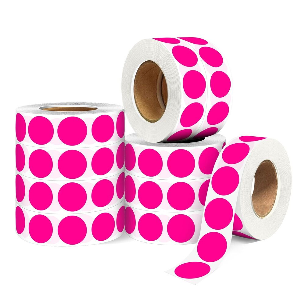 8922 ‎‎WANSTE 10Rolls 10000PCS 0.75 Inch Small Fluorescent Pink Sticky